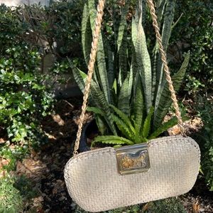 Vintage sacks fifth avenue woven clutch with chain strap